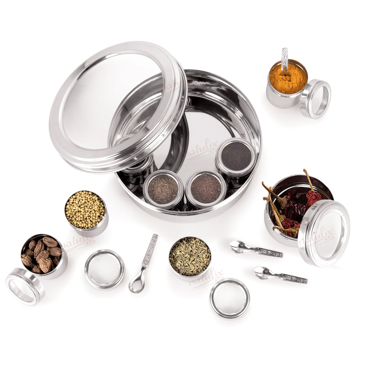 NATULIX 9 in 1 Stainless Steel Spice Box
