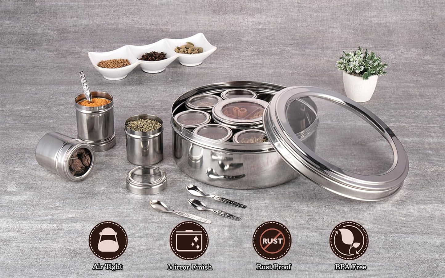 NATULIX 12 in 1 Stainless Steel Spice Box